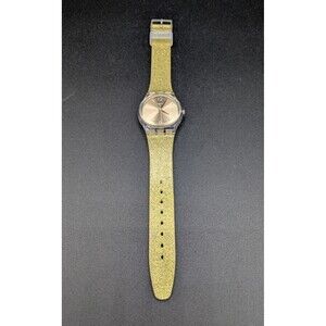 Swatch Gent Sunblush GE242C Gold Glitter Quartz Watch